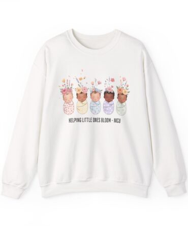 Floral NICU Nurse Sweatshirt | Babies & Flowers Graphic | Gildan 18000