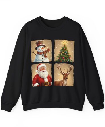 Retro Santa Deer Christmas Sweatshirt | Gildan 18000 Unisex Crewneck